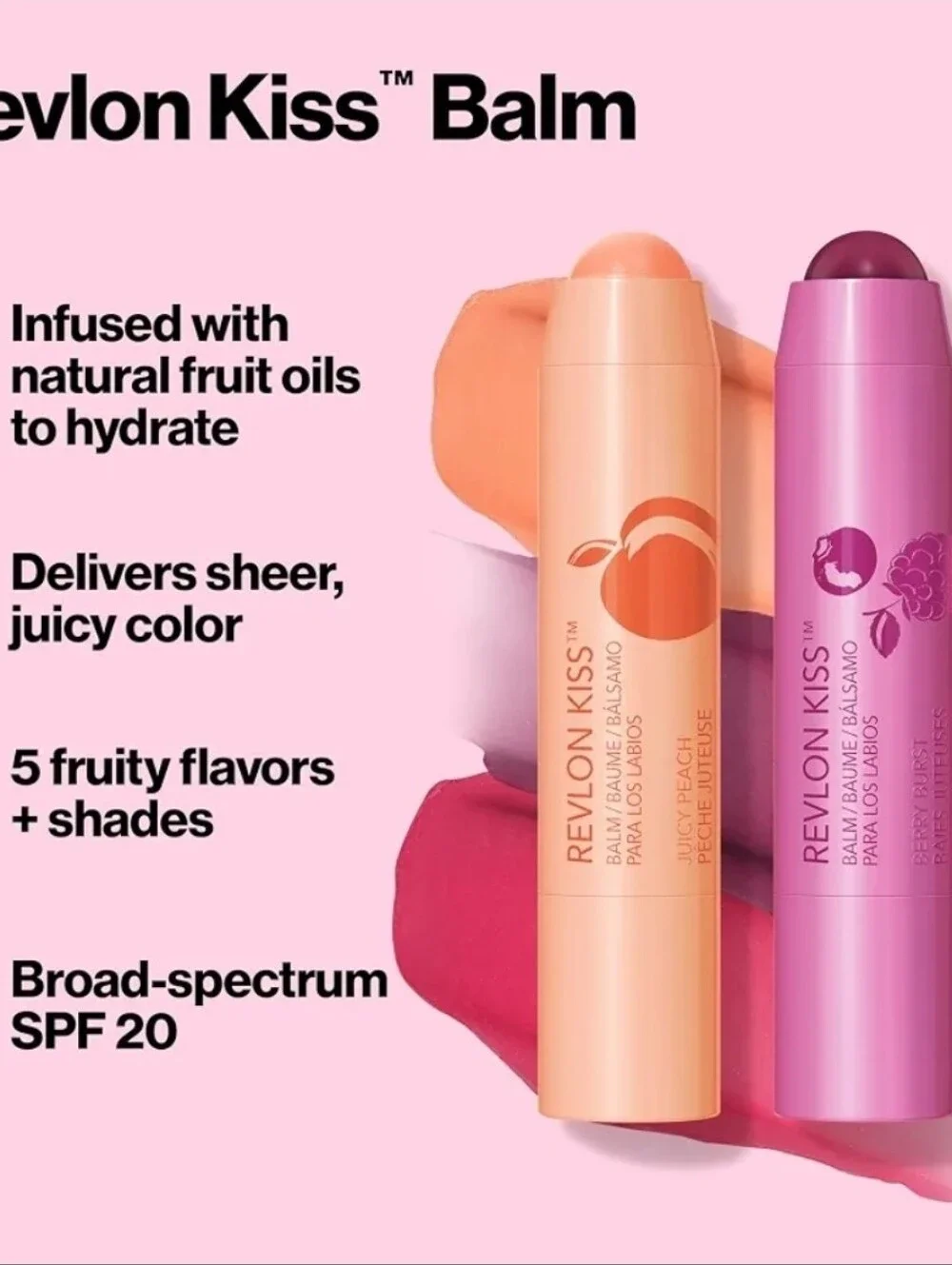Revlon Kiss Balm Stick - Berry Splash Pink Sun Protection Lip Balm Spf 20